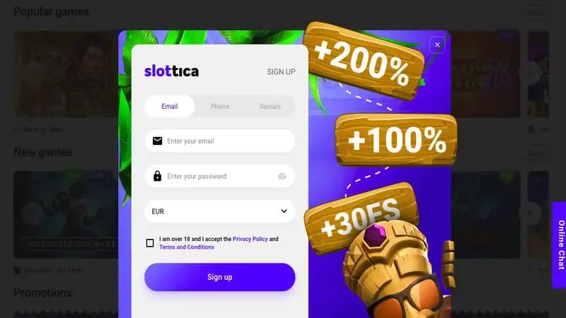 Rejestracja i Slottica login